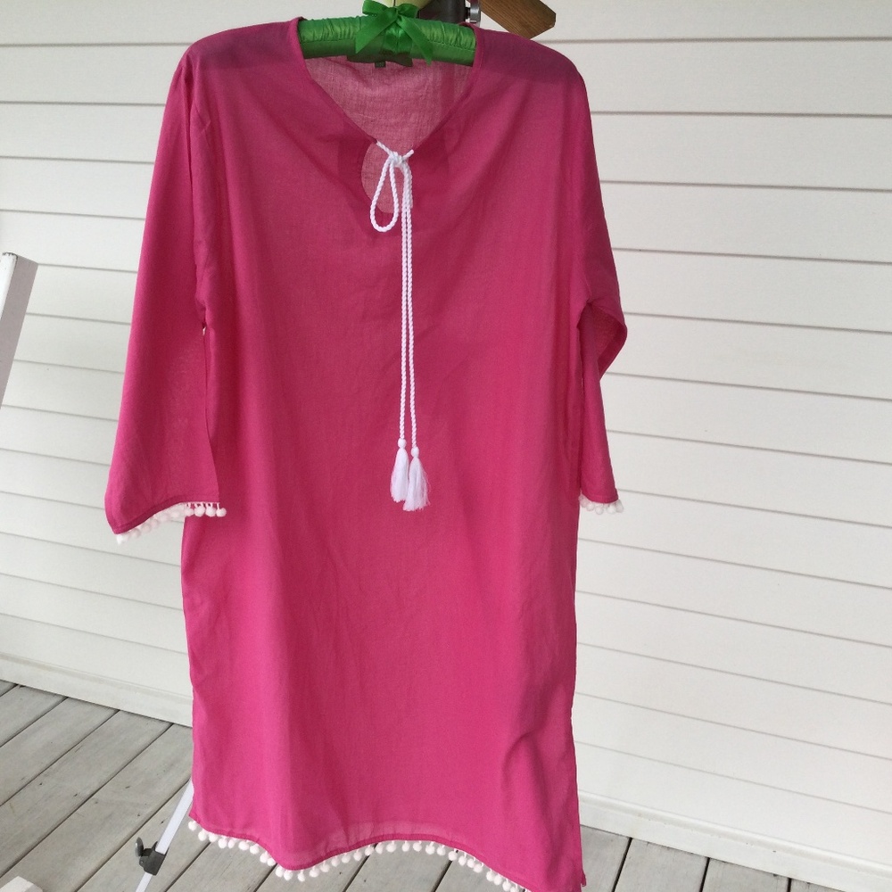 Royal Standard Hot Pink Cotton Swimsuit Coverup Dress, size S/M